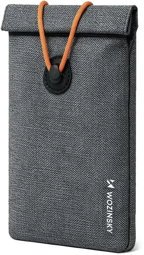 Wozinsky WPB-R12 RFID Blocking Phone Case with Flap and String 21.5x12 cm - Gray