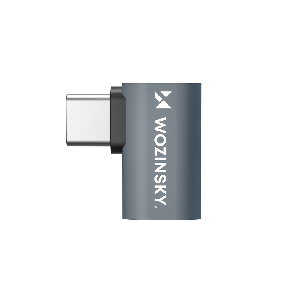 Wozinsky WPKB-01 USB-C – USB-C 40Gb/s 240W 8K OTG šoninis kampinis adapteris – pilkas