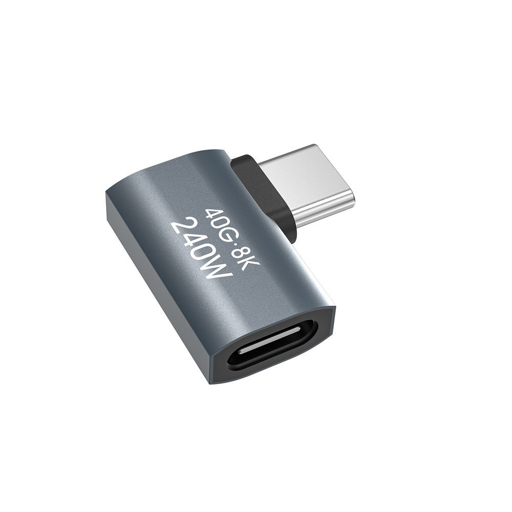 Wozinsky WPKB-01 USB-C – USB-C 40Gb/s 240W 8K OTG šoninis kampinis adapteris – pilkas