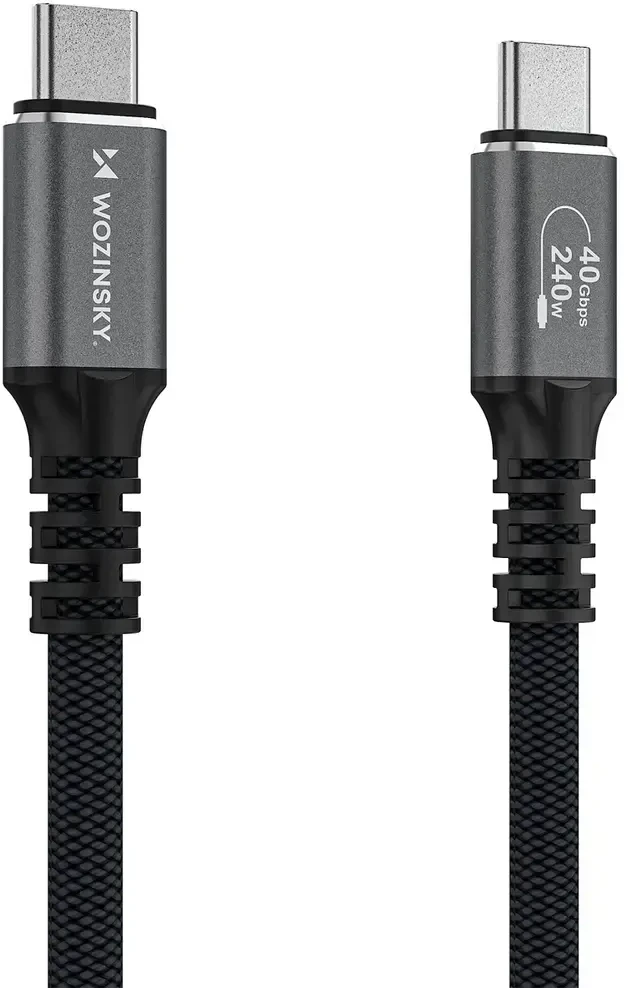 Wozinsky WPS-UY42S duomenų perdavimo ir įkrovimo kabelis | USB-C į USB-C | 240 W | Thunderbolt 4 | 2 m | juodas