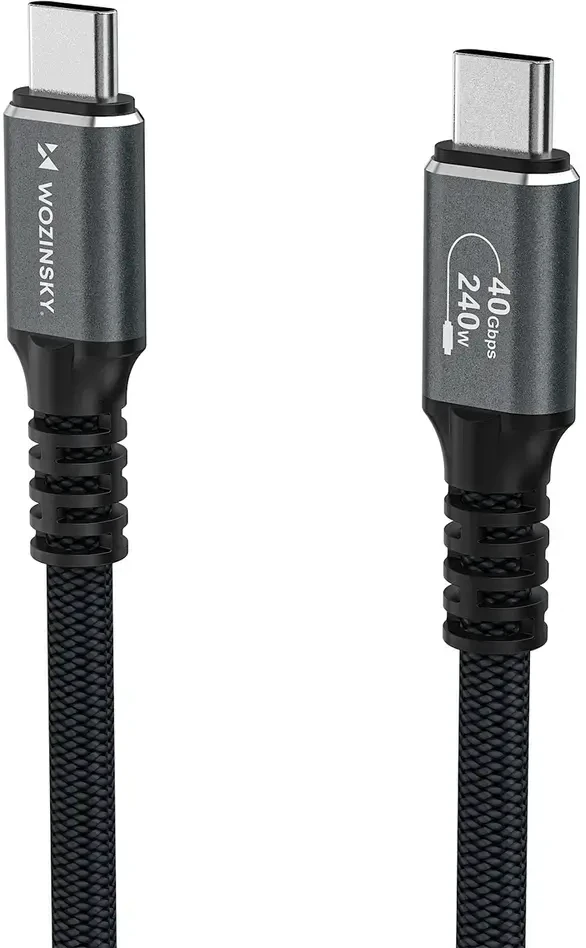 Wozinsky WPS-UY42S duomenų perdavimo ir įkrovimo kabelis | USB-C į USB-C | 240 W | Thunderbolt 4 | 2 m | juodas