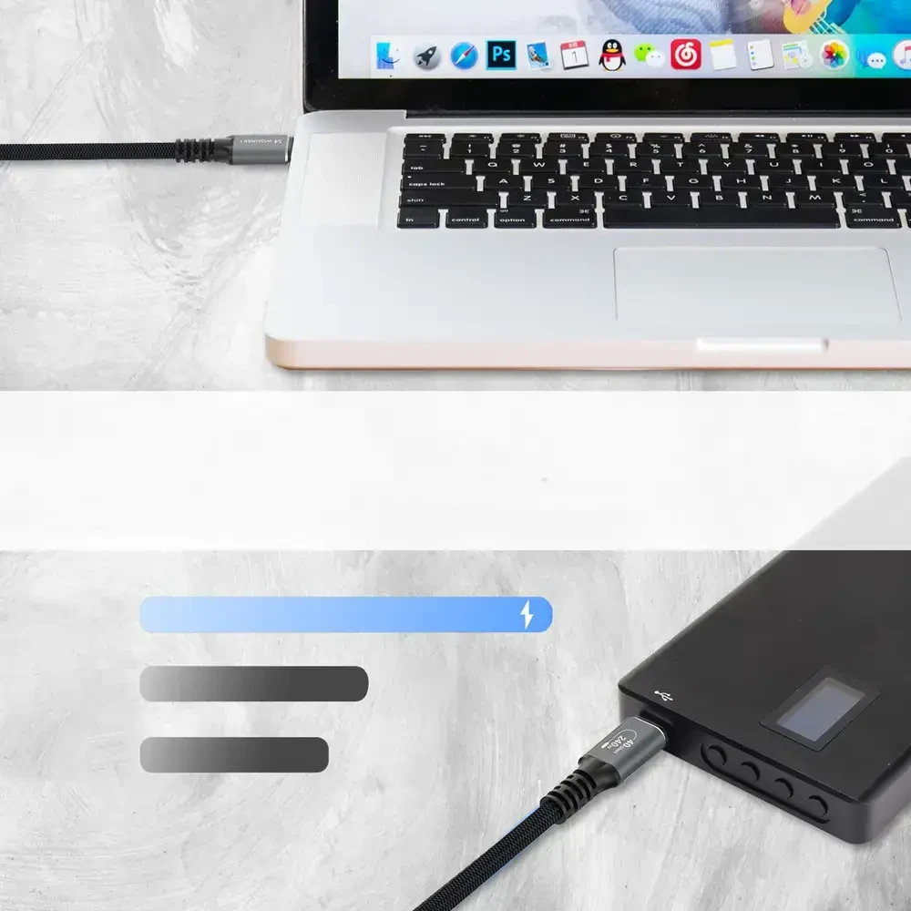 Wozinsky WPS-UY42S duomenų perdavimo ir įkrovimo kabelis | USB-C į USB-C | 240 W | Thunderbolt 4 | 2 m | juodas