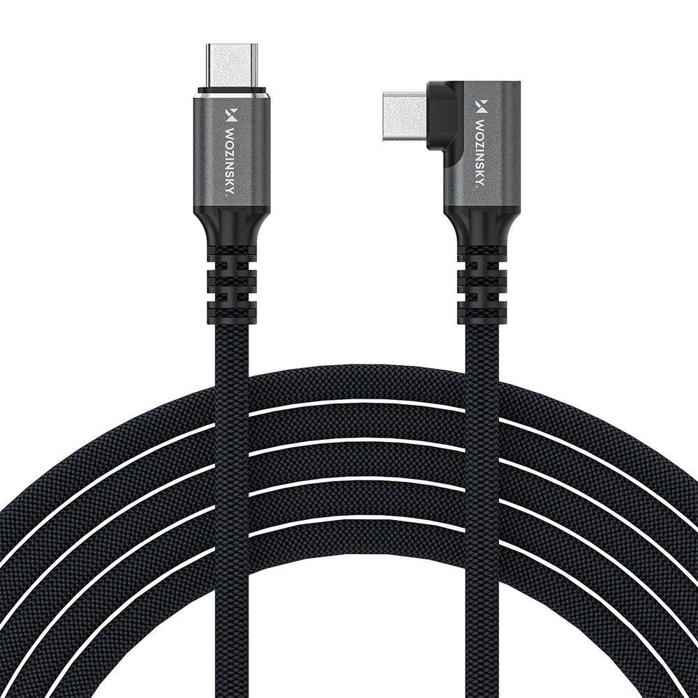 Wozinsky WPS3-UY41S USB-C USB4 40Gb/s 240W 1m 4K kampinis kabelis - Juodas