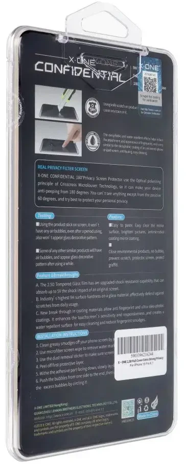 X-ONE pilnas dangtis, ypač stiprus privatumas – skirtas iPhone 15 Pro (visi klijai) grūdintas stiklas 9H