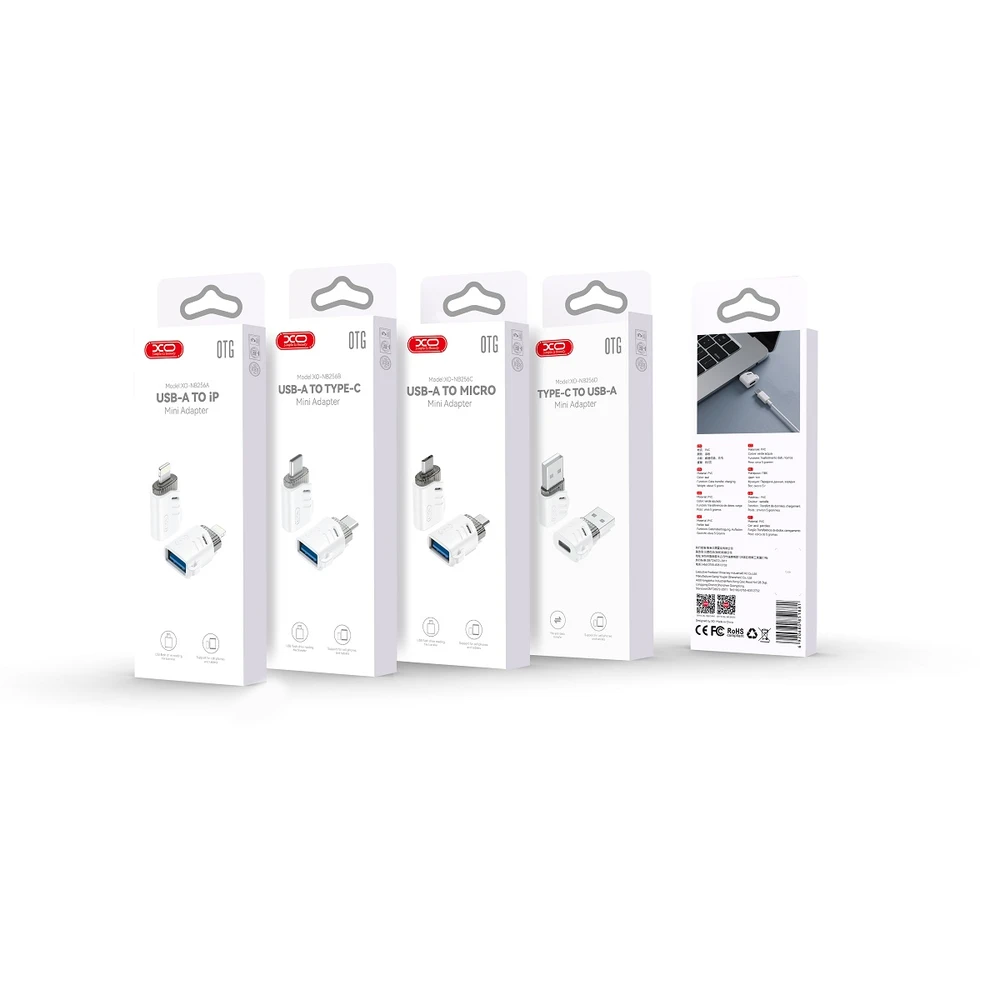 XO adapter NB256D USB-C - USB baltas