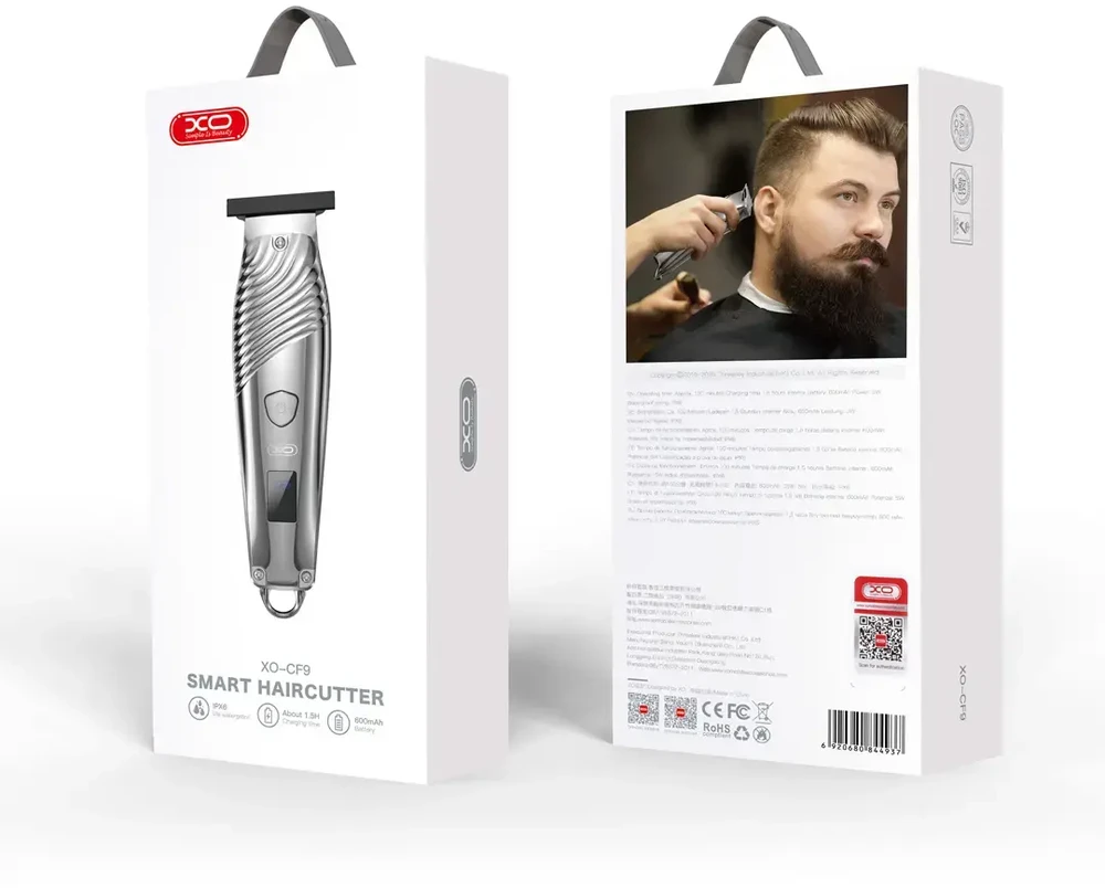 XO cordless hair clipper CF9 pilkos spalvos