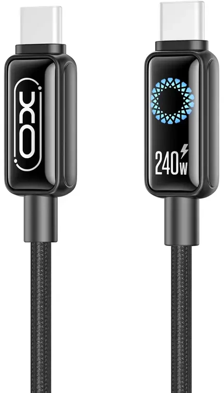 XO cable NB-Q312A PD USB-C - USB-C 1,0m 240W juodas with LED