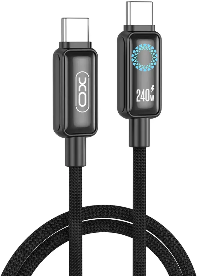 XO cable NB-Q312A PD USB-C - USB-C 1,0m 240W juodas with LED