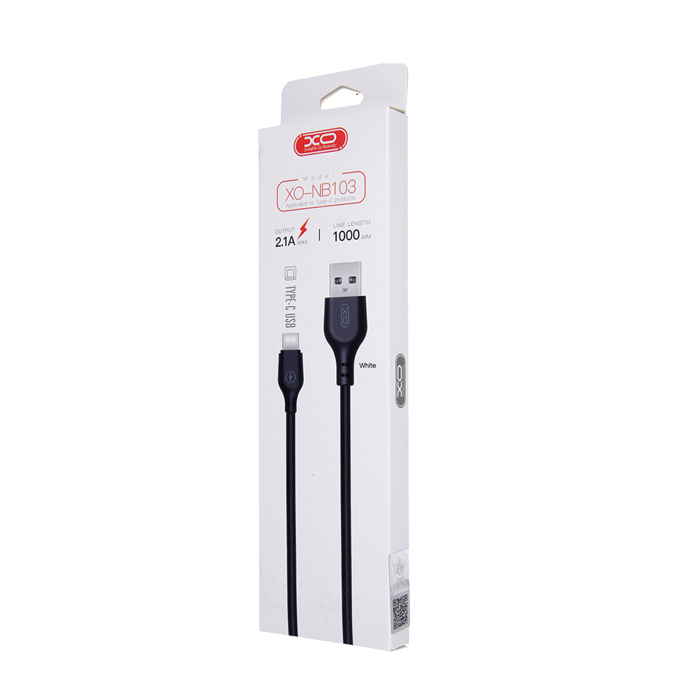 XO kabelis NB103 USB - USB-C 1,0 m 2,1A baltos spalvos