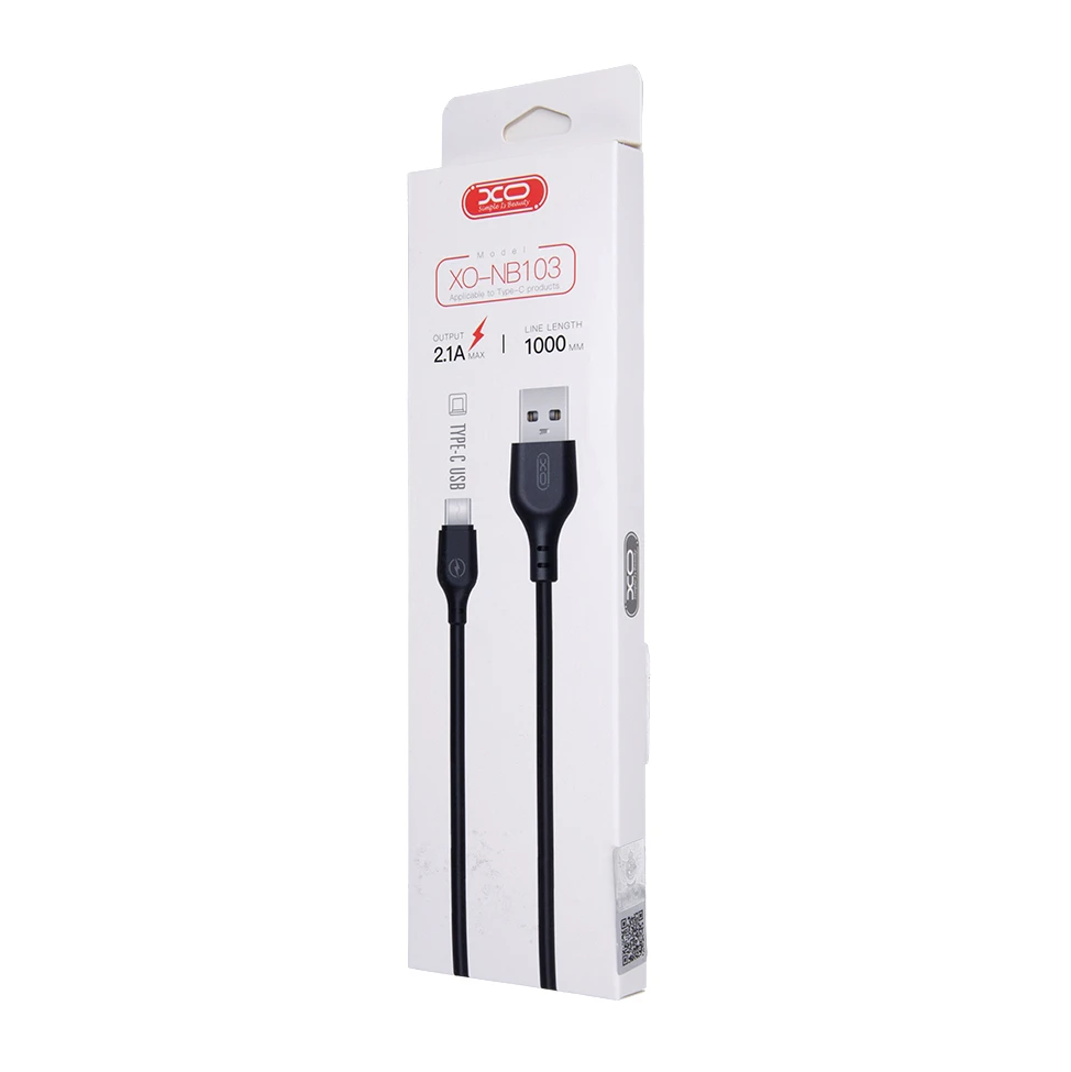 XO NB103 kabelis USB-USB-C 1m (juodas)