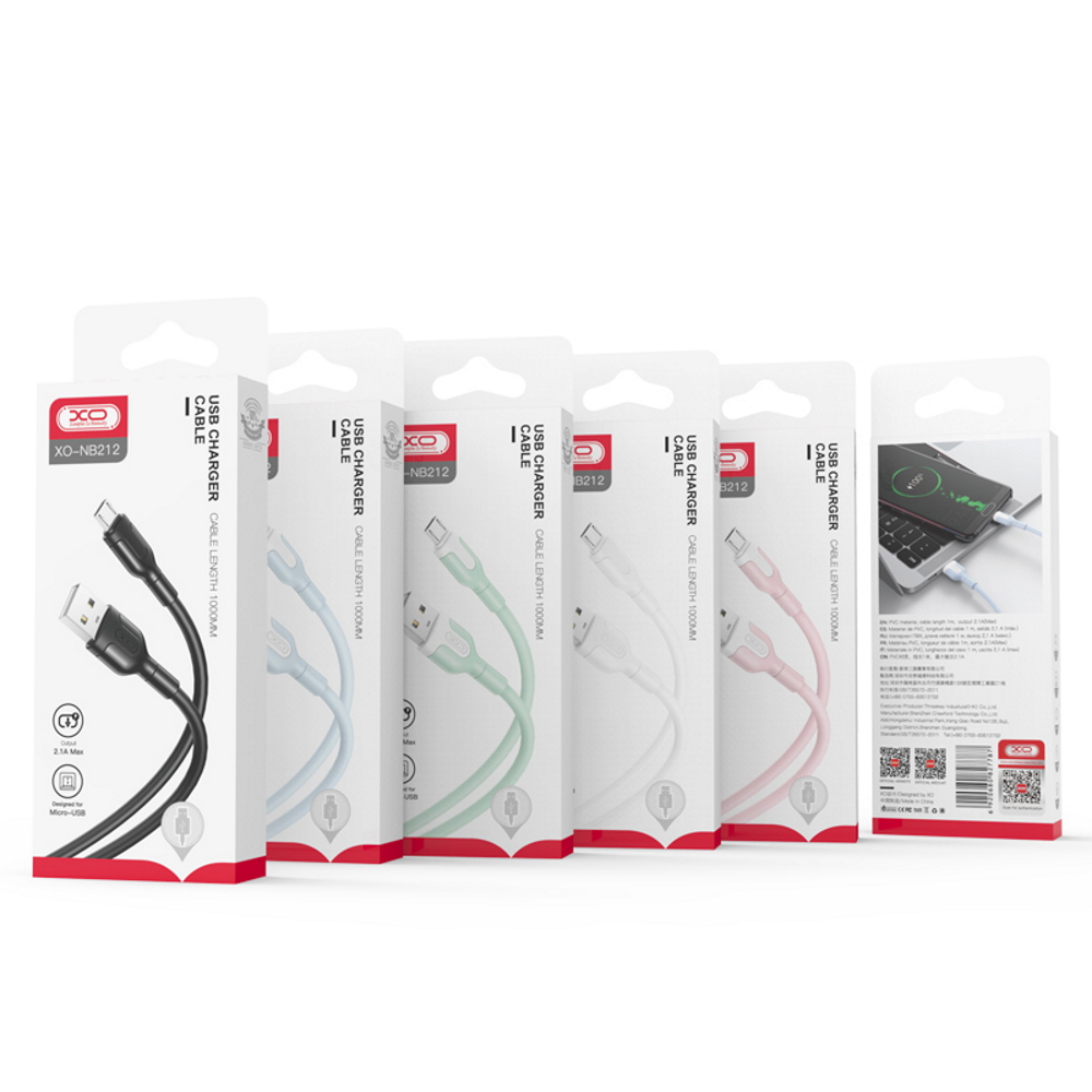 XO kabelis NB212 USB – USB-C 1,0 m 2,1A mėlynas