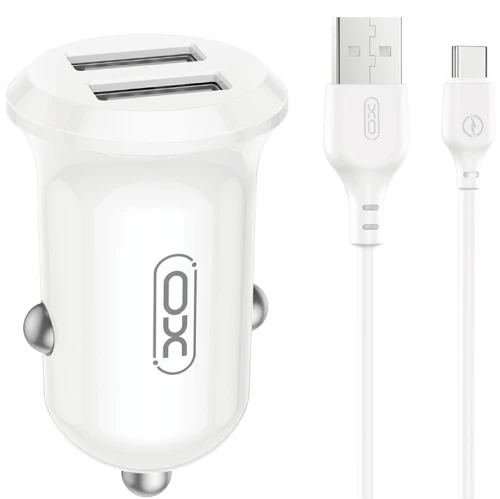 XO CC67 automobilinis įkroviklis 2xUSB 12W + C tipo laidas