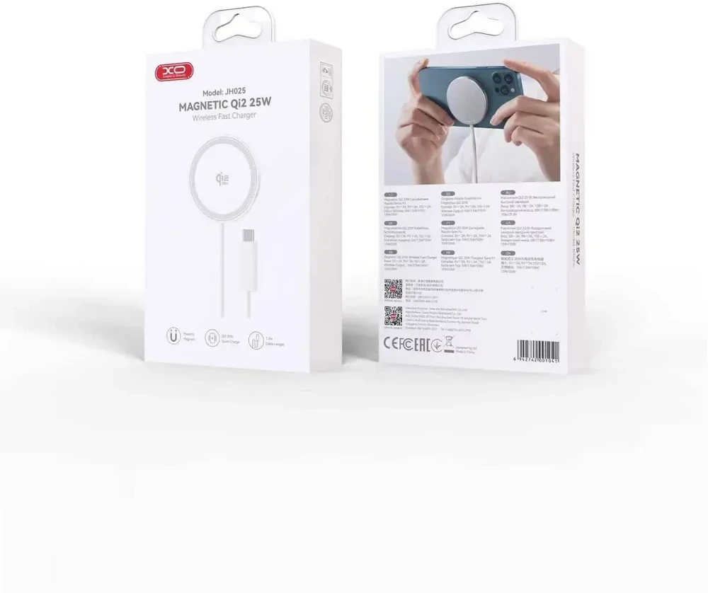 XO wireless inductive charger QI2.2 JH025 magnetic baltas