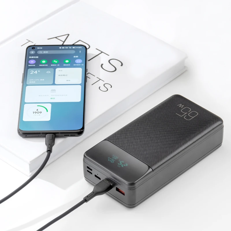XO laptop power bank PR201 65W 30000mAh juodos spalvos