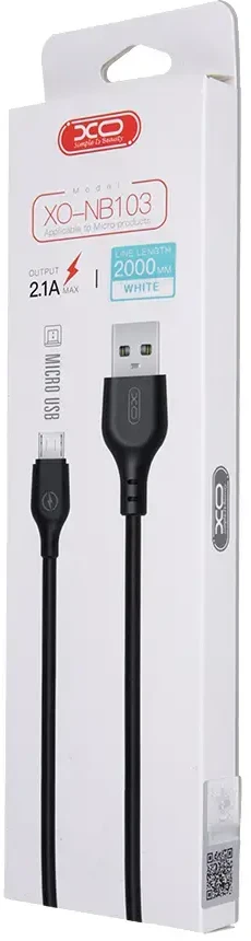 XO kabelis NB103 USB – microUSB 2,0 m 2,1A baltas
