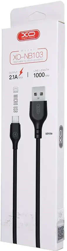 XO kabelis NB103 USB - microUSB 1,0 m 2,1A baltos spalvos