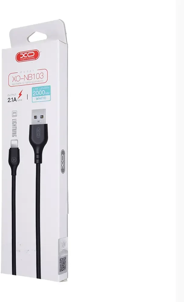 XO kabelis NB103 USB – Lightning 2,0 m 2,1A baltas