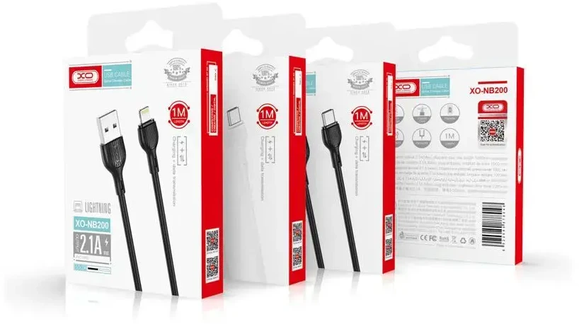 XO kabelis NB200 USB – microUSB 1,0m 2.1A baltas