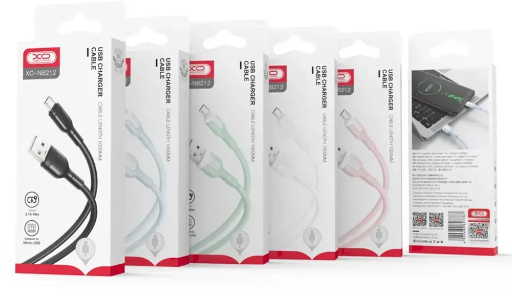 XO kabelis NB212 USB – USB-C 1,0 m 2,1A žalias