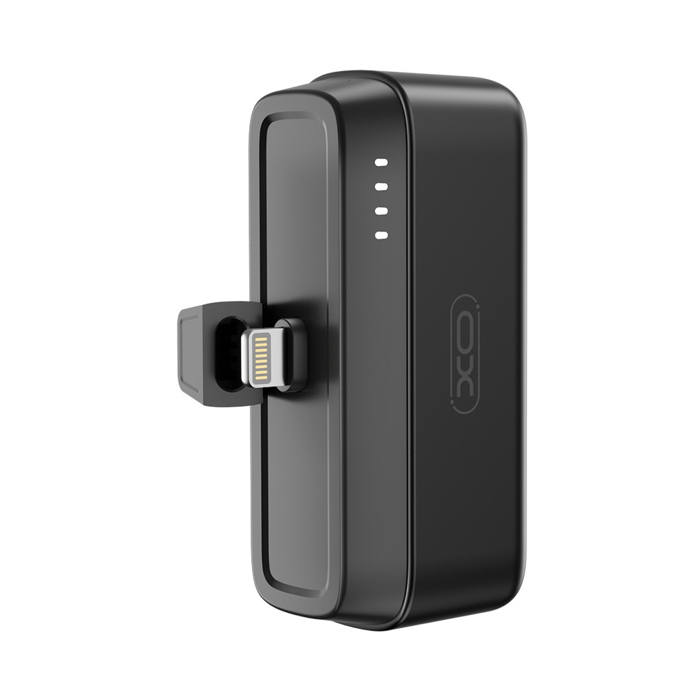 XO power bank mini PR244 20W 5000 mAh su Lightning jungtimi juodos spalvos