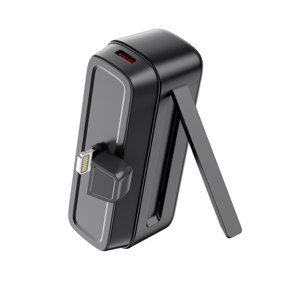 XO power bank mini PR244 20W 5000 mAh su Lightning jungtimi juodos spalvos