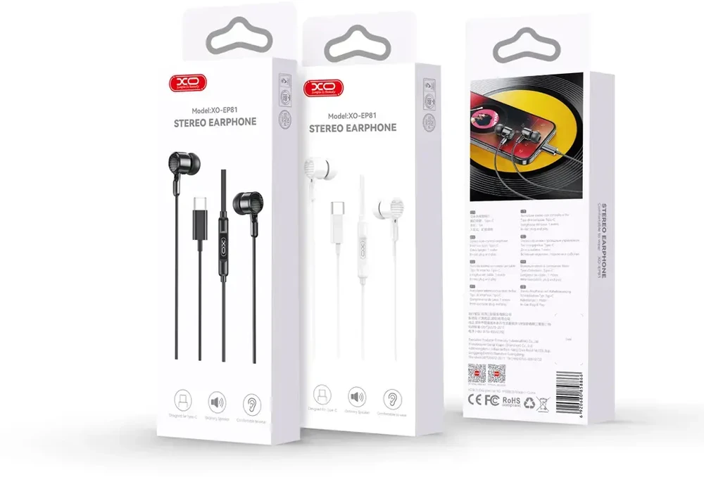 XO laidinės ausinės EP81 USB-C baltos