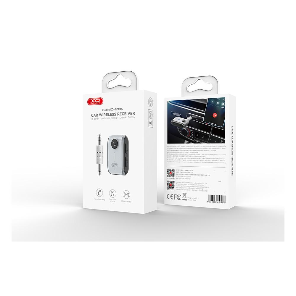 XO FM siųstuvas BCC15 Bluetooth MP3 3,5 mm jungtis juodas