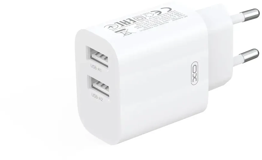 XO wall charger CE55 2x USB 2,4A baltas