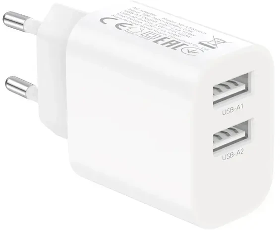 XO wall charger CE55 2x USB 2,4A baltas