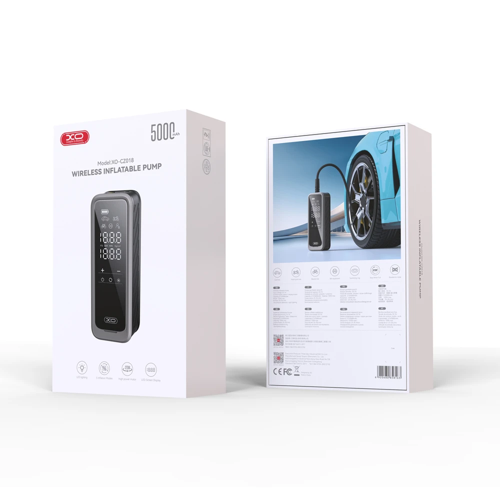 XO ratų pompa CZ018 juoda universali 5000mAh belaidė