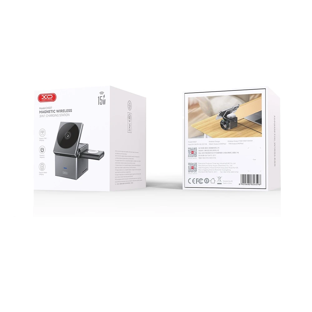 XO wireless belaidis įkroviklis QI2 CX027 15W juodos spalvos