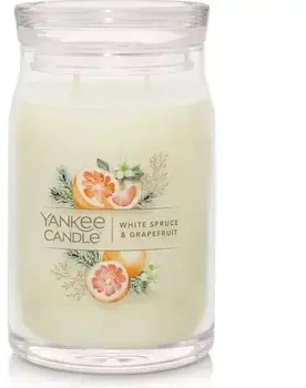 Yankee Candle Signature kvapioji žvakė stiklinėje, maža, Baltas Spruce & Grapefruit, 110 g