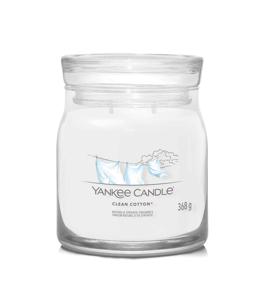 Yankee Candle Aromatinė žvakė Signature glass medium Clean Cotton 368 g
