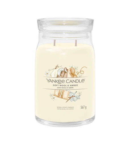 Yankee Candle Aromatinė žvakė "Signature" didelė stiklinė "Soft Wool" - Gintarinė 567 g