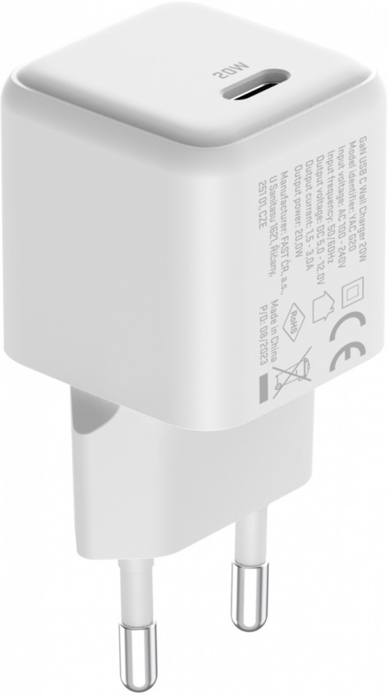 Yenkee Įkroviklis jungiama į tinklą USB C 20W 3A Power Delivery 3.0 QC 3.0 Balta