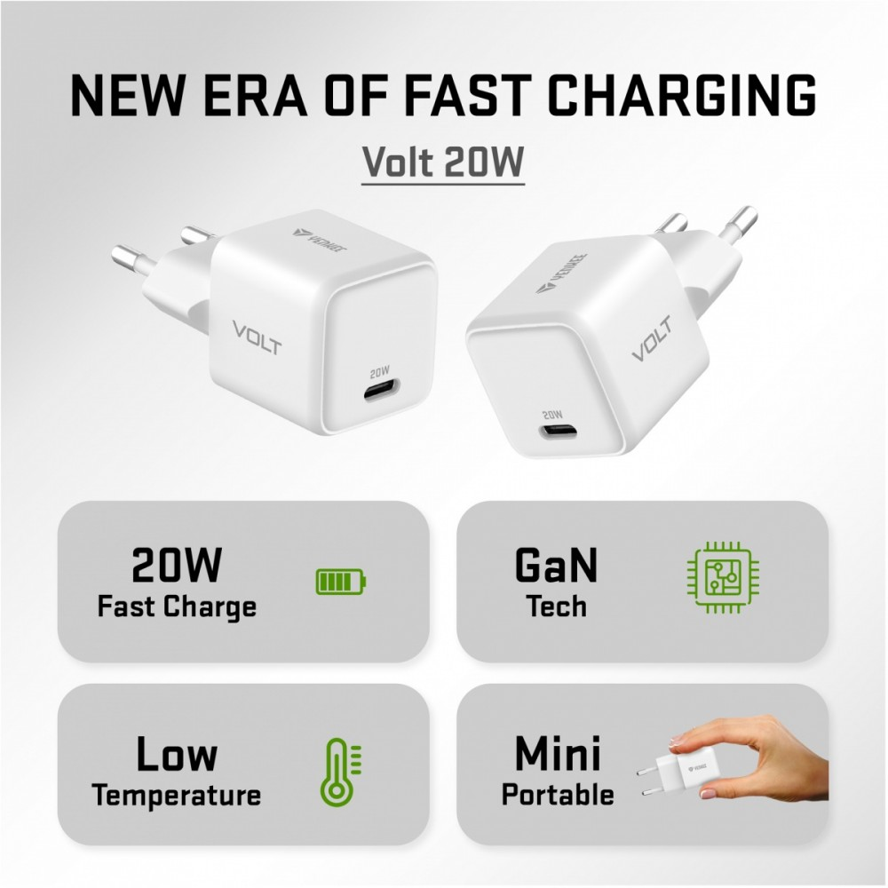 Yenkee Įkroviklis jungiama į tinklą USB C 20W 3A Power Delivery 3.0 QC 3.0 Balta