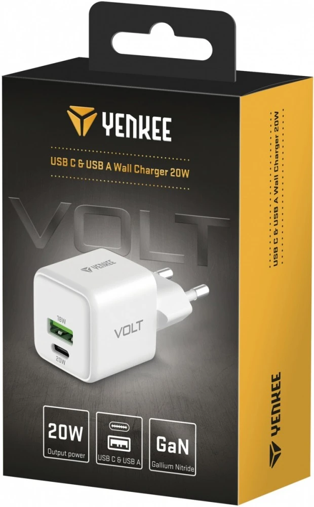 Yenkee Įkroviklis jungiama į tinklą USB C/A 20W/18W 3A Power delivery 3.0 QC3.0