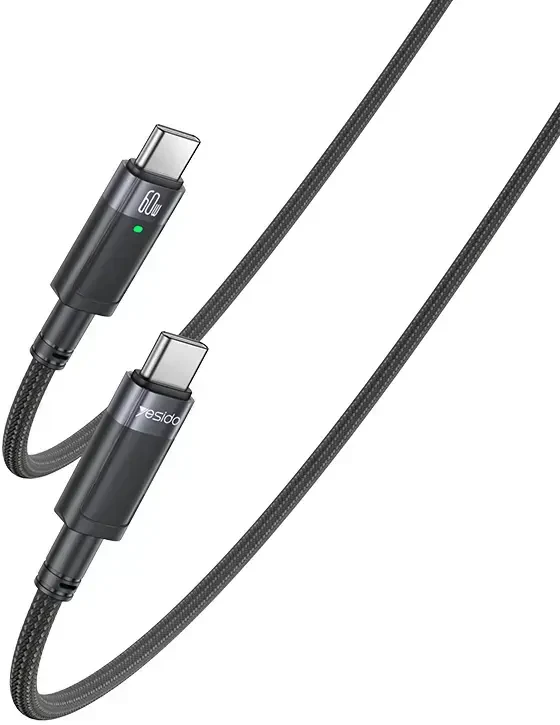 Yesido CA160 pintas kabelis – C tipo į C tipo jungiklį – PD 60W, 1,2 metro, juodas