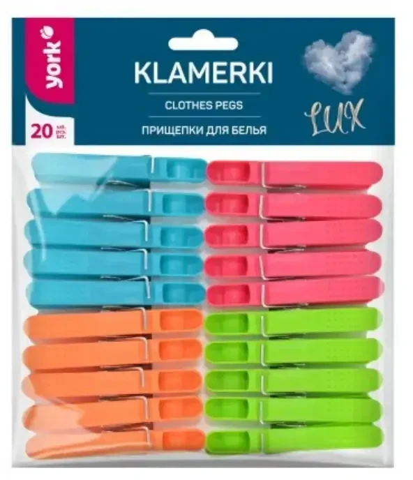 York Drabužių segtukai Lux Plastikiniai 20 vnt