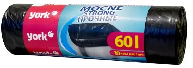 Tvirti šiukšlių maišai 60L 10vnt York