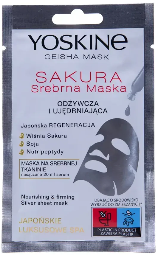 Yoskine Geisha Sakura Firming Sheet Mask Face stangrinanti lakštinė veido kaukė, 20 ml