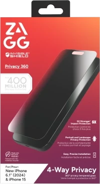 ZAGG InvisibleShield Glass Elite Privacy 360, skirtas iPhone 15/16