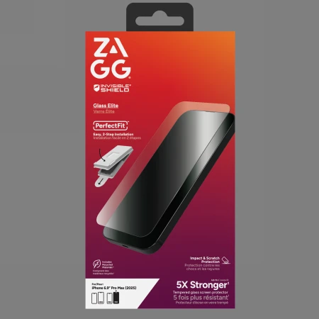 ZAGG InvisibleShield Glass Elite grūdintas stiklas iPhone 17 Pro Max telefonui