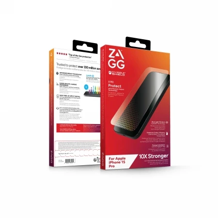 ZAGG InvisibleShield Glass XTR3 apsauginis stiklas Apple iPhone 15 Pro su antibakterine danga ir akių saugos technologija