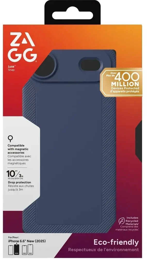 ZAGG dėklas LUXE SNAP, suderinamas su „MagSafe“, skirtas IPHONE 17 Air, tamsiai mėlynas