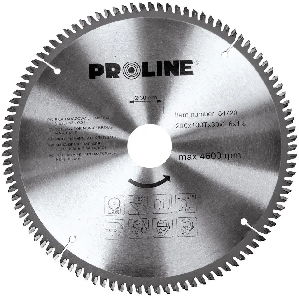 Pjūklo diskas aliuminiui D210x30mm 100 dantų Proline