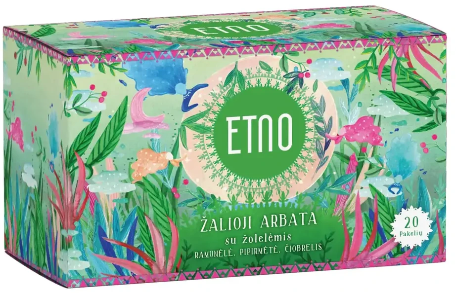 Žalioji arbata ETNO su žolelėmis, 20 x 2 g