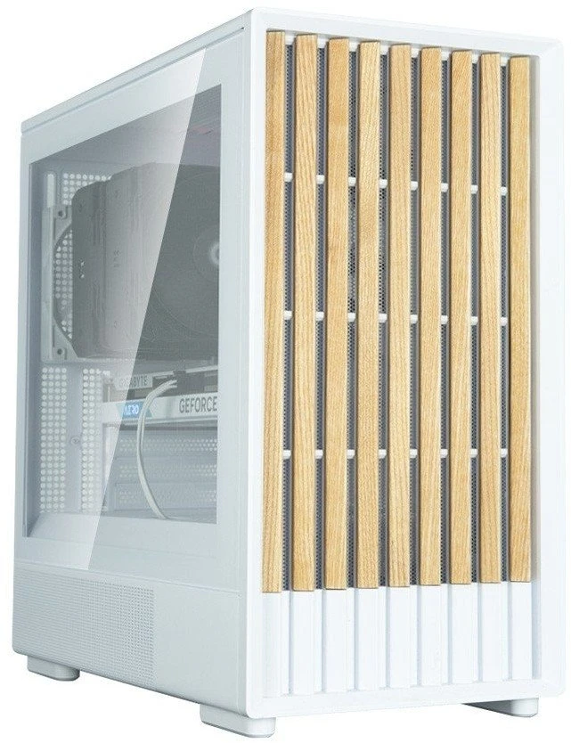 Zalman P10 Namu kompiuterio korpusas, mini bokštas, mATX, grūdintas stiklas - baltas, medinis