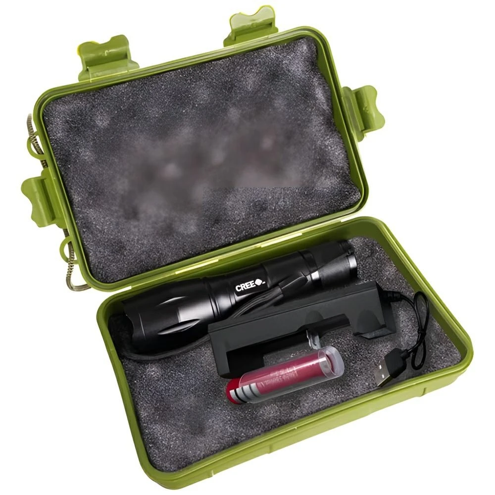 Trizand T6 Taktinis LED žibintuvėlis įkraunamas USB