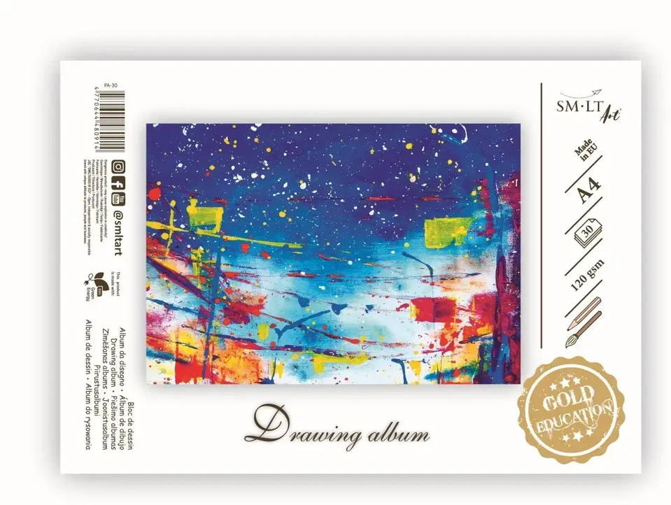 Piešimo albumas SMLT, A4, 120 g/m2, 30 lapų